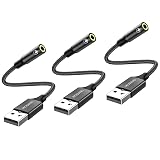 MOSWAG USB オーディオ 変換アダプタ 外付け サウンドカード 4極 TRRS 変換 usb-3.5mm オーディオケーブル イヤホン、ヘッドフォン、PC、ラップトップ、Linux、デスクトップ、PS4、その他のデバイスに対応