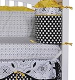 Black White & Yellow Flower Crib Fitted Sheet for Girl's Nursery 100% Cotton by DK LEIGH