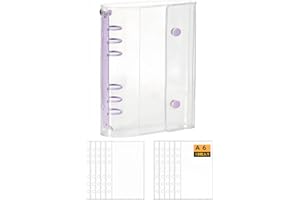 PERZUMI シール帳 女の子 透明 a6 バインダー 6穴 大きめ 196x132mm はがせる 詰め替え ポケットリフィル10枚付き シール収納 推し活グッズ (パープル）