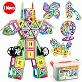 GOGOWIN マグネットおもちゃ 知育玩具 マグネットブロック DIY 磁石積み木 子供誕生日 出産祝い ギフト 入園 プレゼント 収納ケース付き 110ピース