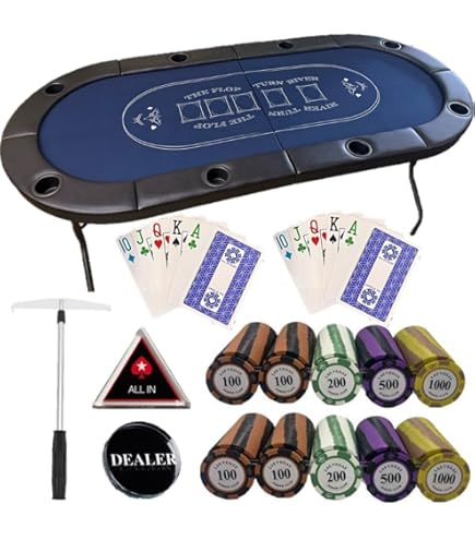 【ポーカーテーブル・8点セット】最高級クレイチップ200枚 トランプ54枚2組他 Amazon.co.jp: 【すぐ遊べる 8点ポーカーテーブルフルセット】213