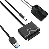 BENFEI SATA-USB 3.0ケーブル、USB 3.0-SATA IIIハードドライブアダプタ、2.5 3.5インチHDD / SSDハードドライブディスクおよび12V / 2A電源アダプタ付きSATAオプティカルドライブに対応、UASPをサ