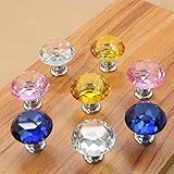 B&S FEEL 8PCS Assorted Color Diameter 30mm Crystal Glass Cabinet Knob Cupboard Drawer Pull Handle, C