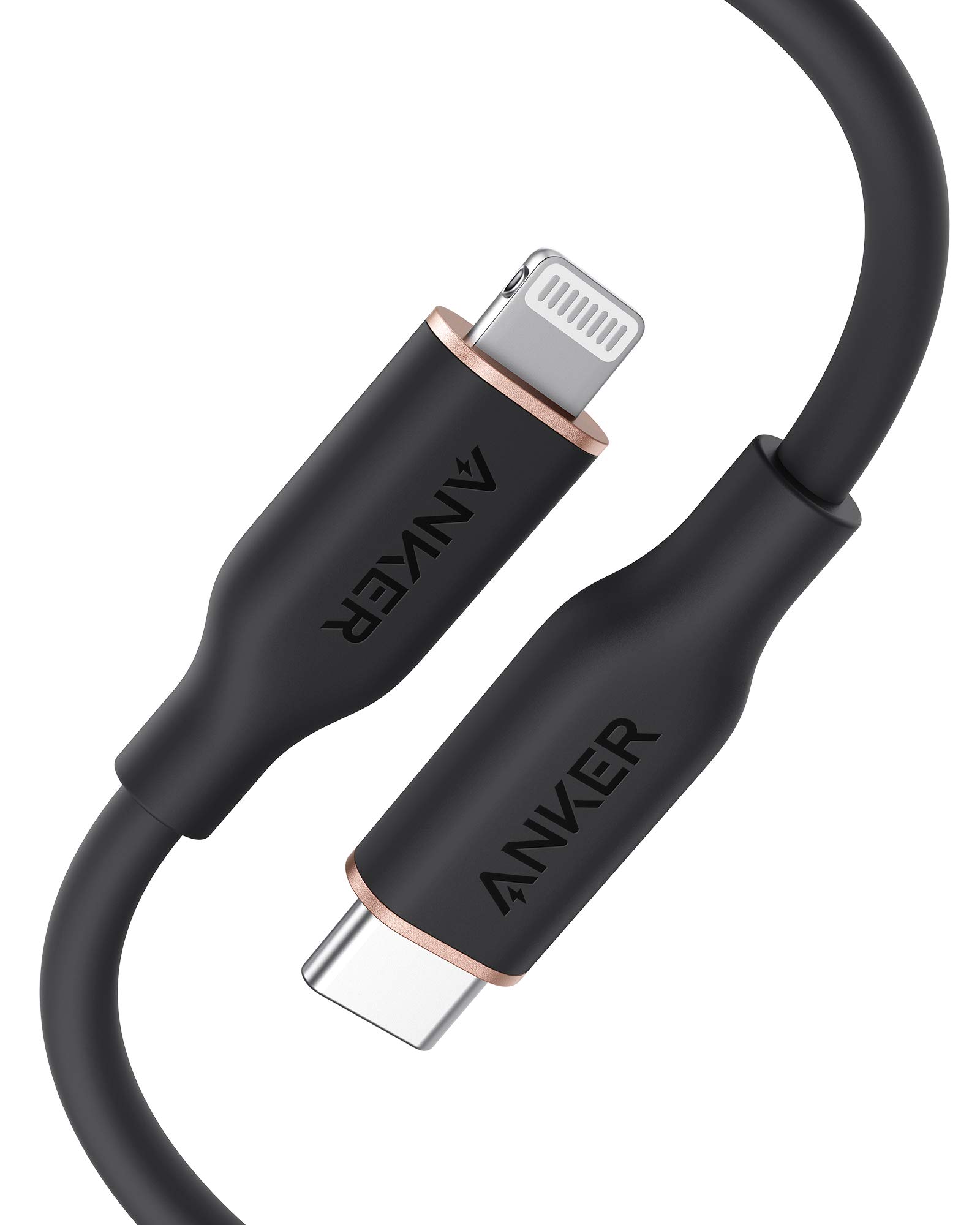 Anker PowerLine III Flow USB-C & ライトニング ケーブル 0.9m ミッドナイトブラック | MFi認証 Anker絡まないケーブル USB PD対応 シリコン素材採用 iPhone 14 / 14 Plus / 14