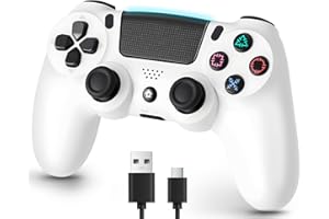 ps4コントローラー【2026年革新版・アップデート】ps4 コントローラ- pc Turbo連射機能 6軸ジャイロセンサー 二重振動 高精密ボタン Bluetoooth5.4 無線/有線安定接続 1000mAh 急速充電 16時間連続使用 人体工学設計 持ちやすい タッチパッド イヤホンジャック付き ワイヤレスコントローラー P3/P4/P4 Pro/Slim/PC対応 日本語説明書 正規品 WHITE