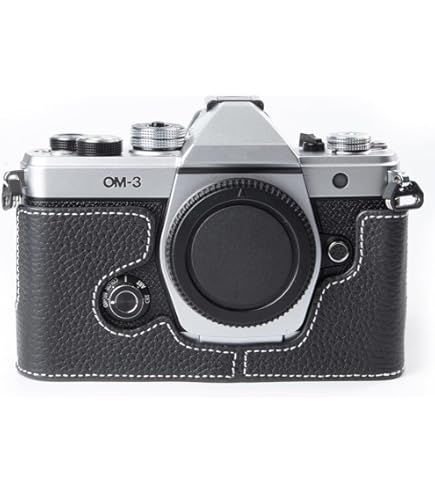 【ジャンク品】オリンパス　OM-3Ti　シューカバー、本革ストラップ、説明書付き Amazon | オリンパス OM-3用 ハンドルレザーケース カメラバッグ