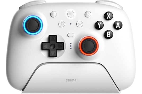 8BitDo Ultimate 2 Bluetooth コントローラー Switch/Switch 2 & Windows PC 用、TMR ジョイスティック付き Switch Pro コントローラー、切り替え可能なホール効果/触覚トリガー、振動とモーションコントロール、RGB ファイヤーリング（White）