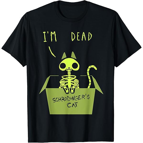 Amazon | かわいいシュレーディンガーの猫が生きている Tシャツ