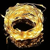AcTopp フェアリーライト イルミネーション クリスマスLED 15M/150灯 ジュエリーライト 銅線ワイヤー ストリングライト 防水等級IP65 充電式 雰囲気 装飾ライト 電飾最適 ウォーム