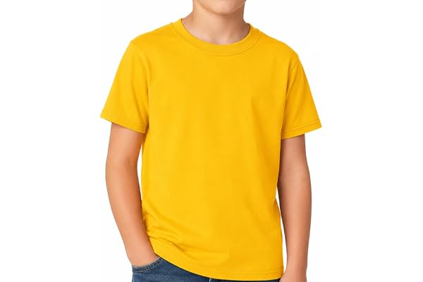 IOTVTOI 100% Cotton Short Sleeve T-Shirt for Kids Round Neck Tee for Boys | Plain Basic Tees Casual Solid Breathable Cozy Colthes Summer Shirts For Little Teen Youth Boys and Girls 5-12Y