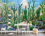 bzdhwwh壁ペーパーホームDecor Nordic Hand Painter熱帯植物サボテンリビングルームベッドルームBackdrop 3d壁紙Papel Tapiz 6949265108578