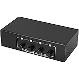 Haskoss オーディオ、ビデオ スイッチャー オーディオスイッチャー、4入力1出力/1入力4出力オーディオスプリッタースイッチャー、RCAインターフェース、ステレオAUXオーディオセレクター ヘッドフォン スイッチ スピーカー セレクター 切替器