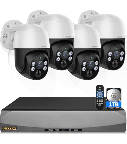 Amazon.co.jp: 【4K800万画素・ 双方向通話】 OOSSXXドーム型 有線 4台