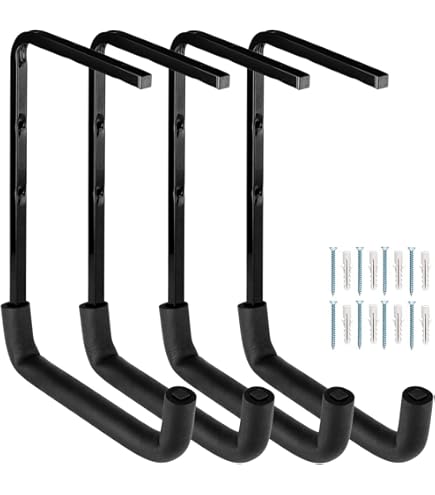 HAISHINE Garage Hooks, 2 Pack Adjustable Hooks For Wall Storage Stainless Steel Heavy Duty Utility Hooks With Anti Slip Coating Organizing For Chainsaws Bike Garden Tools Screws And Dowels Include - View #4