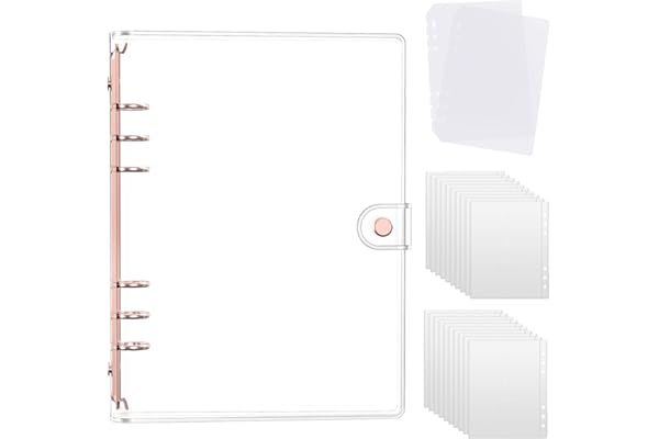 A5サイズ シール帳 バインダー 透明 6穴 シール台紙20枚付き＋シールPP専用台紙×2枚 手帳 シール収納 大きいサイズ コラージュノート 推し活 女の子 オリジナル作成 クリアタイプ (ローズゴールド)