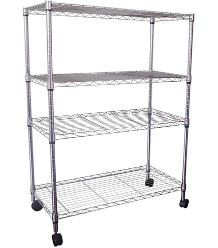 Amazon｜スチールラック 4段 幅90 奥行き35 高さ120cm キャスター付き