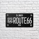 " Route 66 Illinois USA "レタリングメタル壁装飾のオフィスの壁アートホーム装飾ブラック