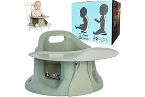 Upseat Baby Floor Seat Booster Chair for Sitting Up with Removable Tray for Meals and Playtime, Developed with Physical Therapists for Safe and Healthy Hip Development and Posture (Sage)