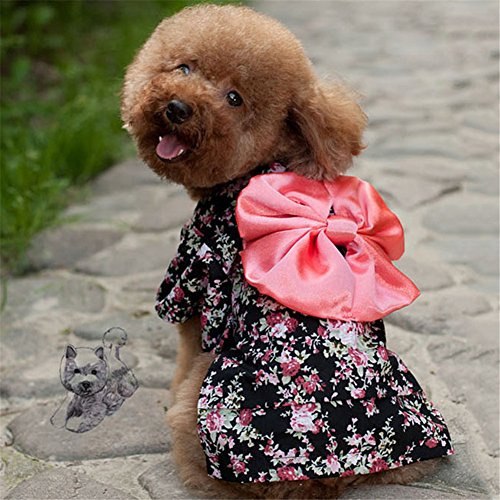 AWHAO 犬 服 小型犬 浴衣 犬服 春物 和風 小型犬 チワワ 着物 両足 和服 ペット服 夏服 浴衣 お祭り お正月 お祝い 年末年 パラダイス 結婚式 記念撮影 誕生日 選べる二色 ブラック XL