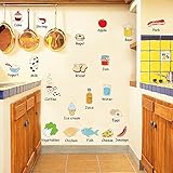 ufengke Cartoon食品幼児教育壁飾り、子供の部屋保育園テーブル冷蔵庫キッチン取り外し可能な壁のステッカー壁画