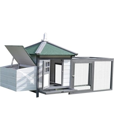 Amazon | THCSY 屋外木製鶏小屋耐候性大型 鶏かご 6羽の鶏用の大きな鶏