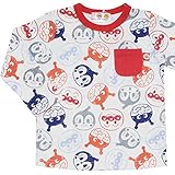 2017年 春物 アンパンマン 天竺 フェイス総柄プリント 長袖Tシャツ ANPANMAN 首周り-レッド◇90cm