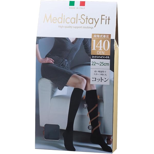 18足】メディビューティ Light 着圧ハイソックス 140デニール Amazon