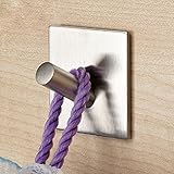 ライデンTM Sus 304ステンレススチール3 M粘着フックキーラックガレージバスルームキッチンタオルハンガー、つや消し仕上げ 1-Hook シルバー Ly-GJ-1605-1