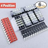 Hilitchi 12pcs 600V 15A 4 Position Double Row Screw Terminal Strip and 400V 10A 12 Postions Red /Bla