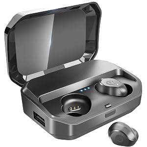 【Bluetooth イヤホン 120時間連続駆動】Bluetooth5.0 完全ワイヤレス イヤホン IPX7防水 Hi-Fi高音質 ノイズキャンセリング対応 左右分離型 Siri対応 音量調整 3500mAh ブルートゥース イヤホン ワイヤレス スポーツイヤホン (03)