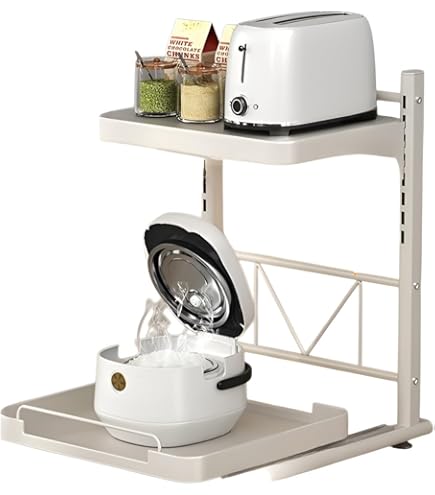 Amazon.co.jp: 冷蔵庫上ラック レンジラック スライド棚付き キッチン