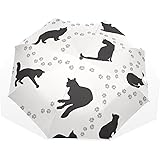 AOMOKI 折り畳み傘 折りたたみ傘 日傘 UVカット 手開き 三つ折り 晴雨兼用 梅雨対策 耐強風 8本骨 男女兼用 猫柄 可愛いネコ 黒猫