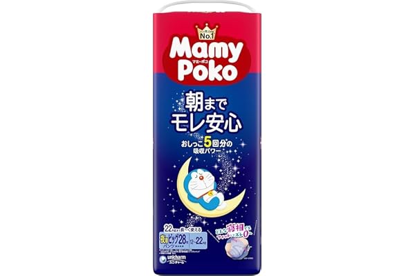 【夜用パンツ ビッグサイズ】マミーポコ 夜用パンツ ドラえもん オムツ ビッグサイズ 12~22kg 28枚
