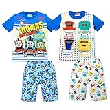 (でんたま/110cm)子供服 男の子 パジャマ 半袖 きかんしゃトーマス でんたま 上下組 蓄光プリント ハーフ丈パンツ サッカー生地 男児 キッズ