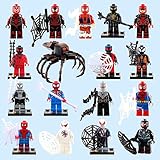 16pcsスパイダーマンwith 8個車オートバイバイクSuper HeroesスパイダーマンレンガKids Toys Mini Figures Building Blocks x ' masおもちゃ