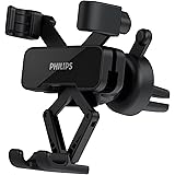 Philips（フィリップス）スマホホルダー 車 重力式 携帯ホルダー エアコン吹き出し口 車載ホルダー カー用品 スタンド アーム自動調整 片手操作 4.7-6.7インチ多機種対応 ブラック DLK3601