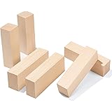 DFsucces 彫刻 木彫りブロック 未仕上げ木製 長方形 立方体ウッド DIY 工芸品用 手彫りモデル 初心者に適用 (6個セット)