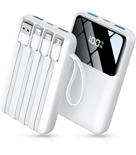 Amazon | 【22000mAh大容量・4つのケーブル内蔵】モバイルバッテリー