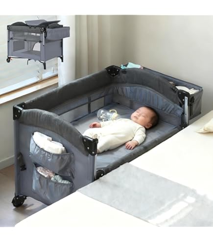 Amazon.co.jp: Bennbari サイド高さ調整可能 ベビーベッド 多機能