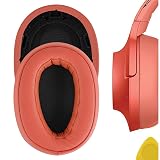 Geekria イヤーパッド互換性 パッド ソニー Sony MDR-100ABN, WH-H900N ヘッドホンに対応 パッド イヤー/イヤーカップ (プロテインレザー/トワイライトレッド)