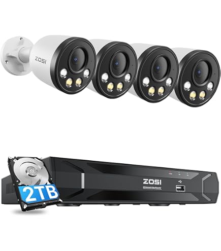 Amazon.co.jp: 【AI搭載】ZOSI 4K PoE 防犯カメラセット 8MP 屋外防水