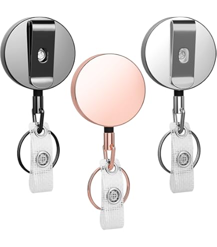 COSMOBETTY 5Pcs Metal Badge Holder Strong Badge Reel For Nurse Id Holding Portable Key Attachment Sleek Design