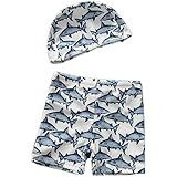 [SEENFAAN] スイムウェアキッズ 1－9歳 子供用水着 カッコイイ 温泉水着 ベビー 水着 男の子 キャップ付き 2点セット