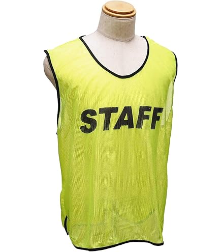Amazon | PLESPO スタッフビブス Lサイズ STAFF 前後プリント済