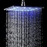 Rozin LED色12インチトップシャワーヘッドクロム真鍮Rainfall over-head Sprayer 16インチ