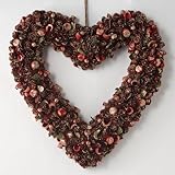 XmasリースハートL45cm【レッドコーン＆アップル＆コッパーラメ】ご家庭や店舗様のクリスマスデコレーションに！クリスマスギフトにも最適♪