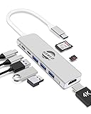 USB C ハブ アダプタ 8-in-1ドッキングステーション USBハブ Type-C 変換アダプタ 【 3つのUSB 3.0 / 4K HDMI出力/PD 100W 急速充電/Micro SD & SDカード スロット搭載】MacBook/ChromeBook/Surface/MatebookなどUSB C デバイス対応 テレワーク リモート 在宅勤務 ウェブ会議対応（シルバー）