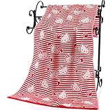 JINALV 肌にやさしい　子供　毛布　ベビーブランケット　大判　ひざ掛け　ガーゼタオル　子供バスタオル　ベビーケット　湯上りタオル　ふわふわ　タオル　赤ちゃん　70*140cm (猫-赤)