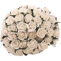 Amazon｜【紙の花×ナチュラル感】造花 バラ ミニサイズ 白 50本 和紙風