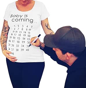 Amazon Co Jp Haokaini レディース 妊婦用tシャツ おもしろ妊娠マタニティトップス Baby Is Coming Letter カジュアルtシャツ X Large ホワイト 服 ファッション小物